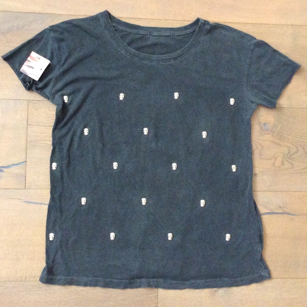 T-shirt Metal Silver Skull Sz S